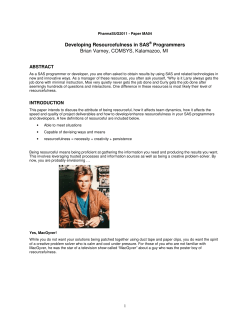 Developing Resourcefulness in SAS&reg; Programmers