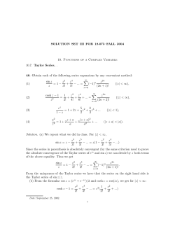 SOLUTION SET III FOR 18.075&ndash;FALL 2004 10. Functions of a