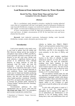 Lead Removal From Industrial Waters by Water Hyacinth