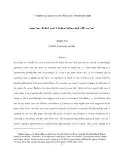 Assertion, Belief, and `I believe`-Guarded Affirmation1