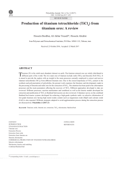 Production of titanium tetrachloride (TiCl4) from titanium ores: A review