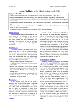 Monthly Highlights on the Climate System (April 2015)