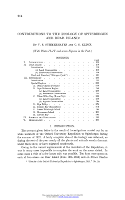 214 CONTRIBUTIONS TO THE ECOLOGY OF SPITSBERGEN AND
