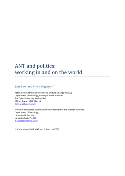 ANT and politics: working in and on the world