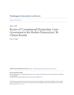 Review of &ldquo;Constitutional Dictatorship: Crisis Government in the