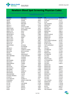 Newborn Blood Spot Screening Physician Codes