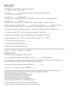 Molecules Master Problem Set