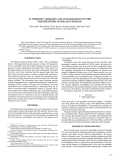 41. Porosity Variation and Consolidation on the Northeastern