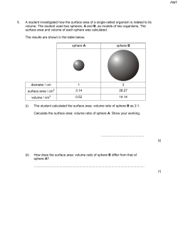 1. A student investigated how the surface area of a single