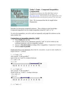 Today`s Topic: Compound Inequalities: Conjunctions