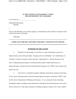 CROSS RIVER BANK - Ballard Spahr LLP