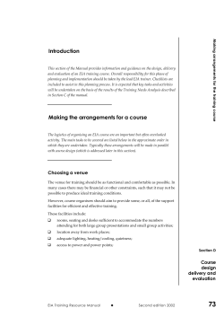 Introduction Making the arrangements for a course