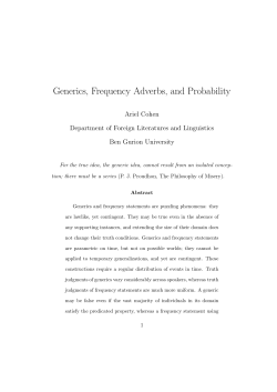 Generics, Frequency Adverbs, and Probability