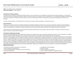 6th Grade Mathematics Curriculum Guide