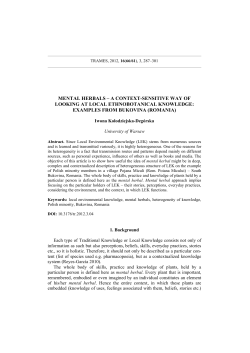 MENTAL HERBALS &ndash; A CONTEXT-SENSITIVE WAY OF LOOKING