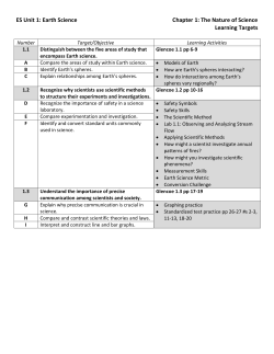 ES Unit 1: Earth Science Chapter 1: The Nature of