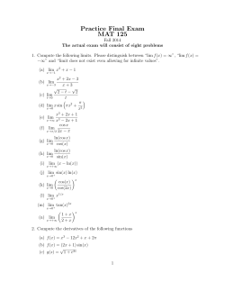 Practice Final Exam MAT 125