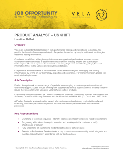 product analyst &ndash; us shift - Vela Trading Technologies