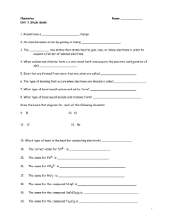 Chemistry 1 - Shetlar Chemistry
