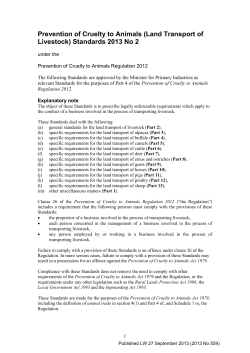 (Land Transport of Livestock) Standards 2013 No 2