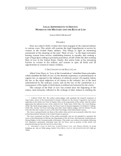 Legal Impediments to Service: Women in the Military and the Rule of