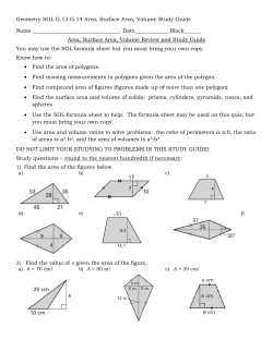 Geometry SOL G.13 G.14 Area, Surface Area, Volume Study Guide