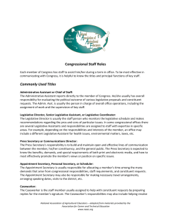 Roles of Congress/Staff - National Association of Agricultural