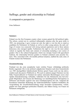 Suffrage, gender and citizenship in Finland
