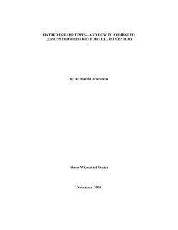 HATRED IN HARD TIMES&mdash;AND HOW TO COMBAT IT