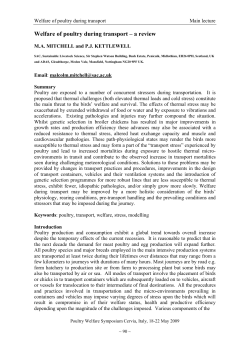 Welfare of poultry during transport – a review