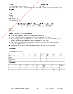 2014 KCSE Eksika Mock Physics P3