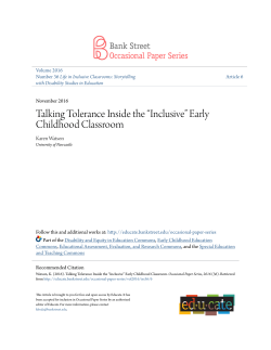 Talking Tolerance Inside the &ldquo;Inclusive&rdquo; Early Childhood Classroom