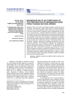 MAGNESIUM SALTS AS COMPOUNDS OF THE PREPARATION OF