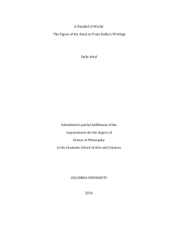 A Handful of World: The Figure of the Hand in Franz Kafka`s Writings