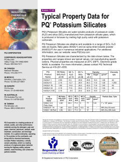 Typical Property Data for PQ&reg; Potassium Silicates