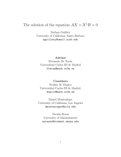 The solution of the equation AX + XB = 0