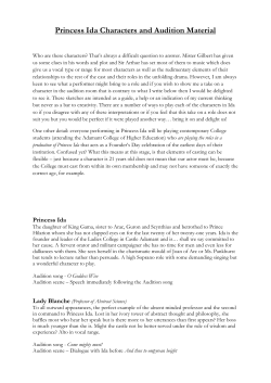 Princess Ida Characters and Audition Material