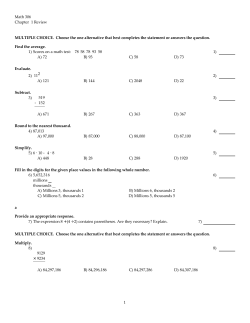Math 306 Chapter 1 Review MULTIPLE CHOICE. Choose the one