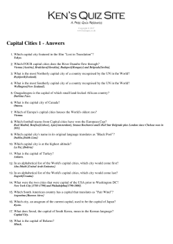 Capital Cities 1 - Answers