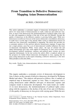 From Transition to Defective Democracy: Mapping Asian