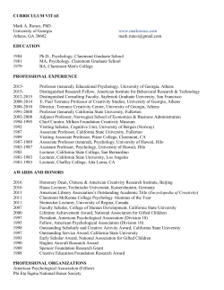 CURRICULUM VITAE Mark A. Runco, PhD. University of Georgia