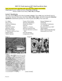 HIST 131: North America to 1877: Final Exam Review Sheet