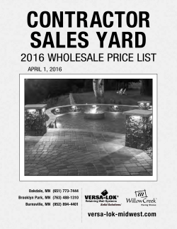 2016 wholesale price list - VERSA