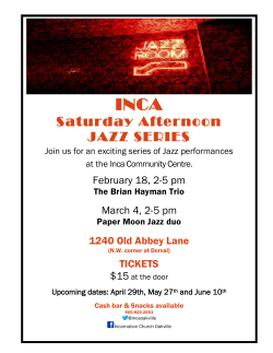 Saturday Afternoon JAZZ SERIES