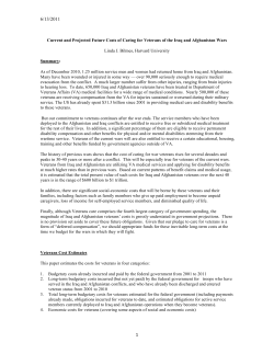 Current and Projected Future Costs of Caring for Veterans of the Iraq