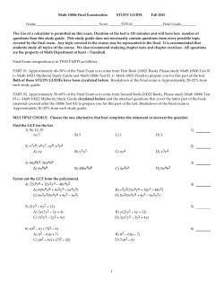 Final Exam Review Sheet