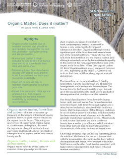 Organic Matter - Sustainable Forest Management Network