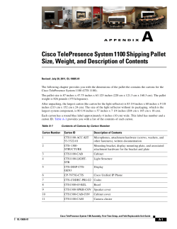 Cisco TelePresence System 1100 Shipping Pallet Size, Weight, and