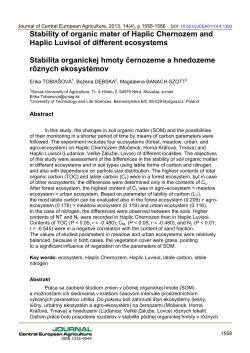 Stability of organic mater of Haplic Chernozem and Haplic Luvisol of
