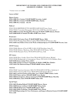 Department of English and Comparative Literature Graduate